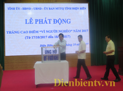 Các đồng chí lãnh đạo tỉnh hưởng ứng Lễ phát động tháng cao điểm 